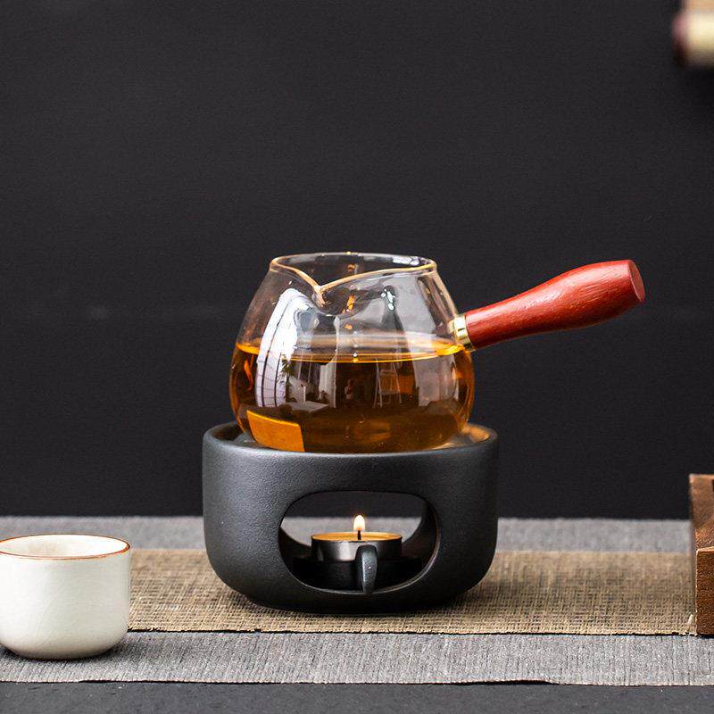 日式温茶炉套装温茶器围炉煮茶家用暖茶炉蜡烛加热保温耐热玻璃壶