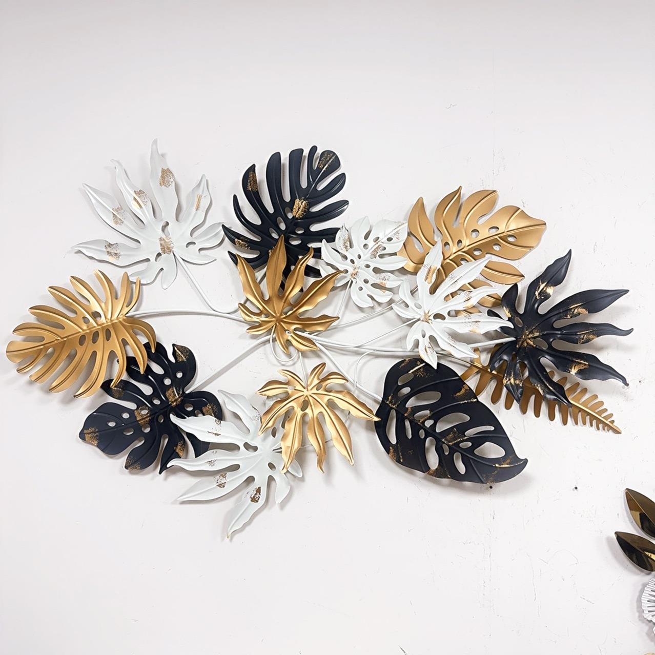 金属仿真压花冲亚配件工艺品墙面挂件跨境植物·龟背竹树叶铁花