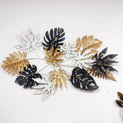 金属仿真压花冲亚配件工艺品墙面挂件跨境植物·龟背竹树叶铁花
