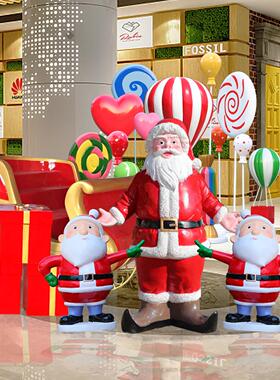 户外玻璃钢圣诞老人雕塑圣诞树卡通雪人糖果礼盒摆件商场景区装饰