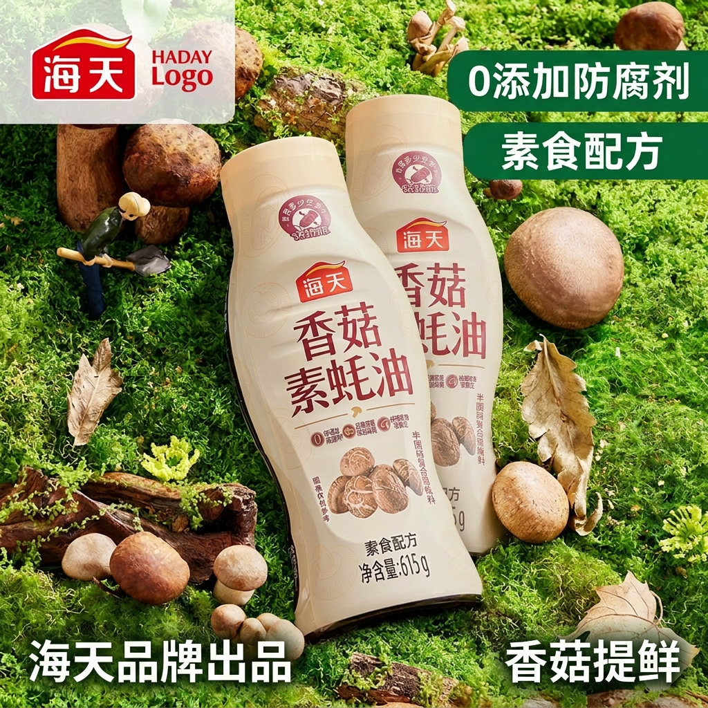 海天香菇素蚝油615g提鲜0添加防腐剂素食配方炒菜拌面挤挤瓶