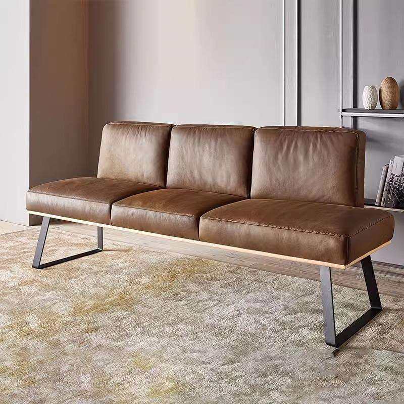 酒店复古经典PU皮办公北欧工作室组合休闲简约商务民宿长凳沙发