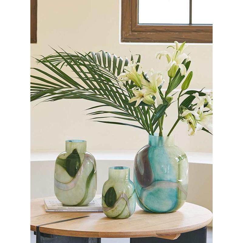 轻奢流体彩色水墨大肚玻璃花瓶摆件客厅插花电视柜餐桌家居装饰品,家居饰品,装饰摆件,淘宝优惠券,粉丝福利购,淘宝优惠卷