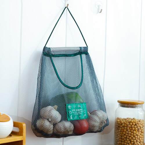 Wall-mounted polyester breathable storage net bag for organi