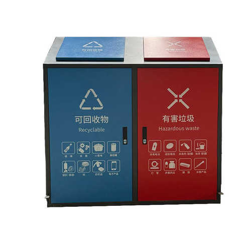 垃圾箱户外垃圾房垃圾分类投放站不锈钢镀锌板环卫桶脚踩现货供应