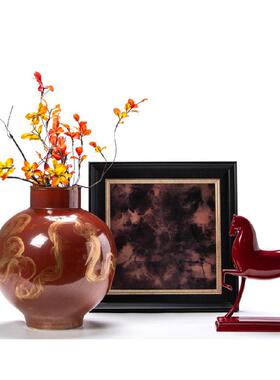 家居新中式酒店大厅装饰品摆件永生苔藓盆景艺术创意花瓶插花花器