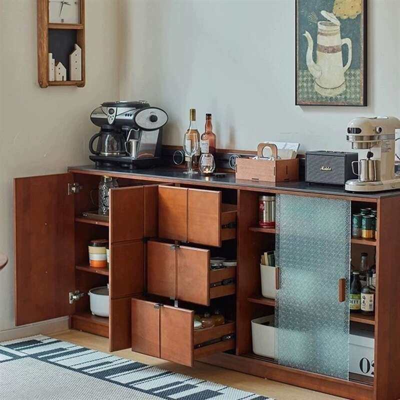 复古实木岩板餐边柜一体靠墙储物柜现代简约客厅玄关收纳柜茶水柜,住宅家具,餐边柜,淘宝优惠券,粉丝福利购,淘宝优惠卷