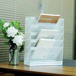 A4金属文件架多层置物架杂志书报架落地斜放式学生学习桌边书本架