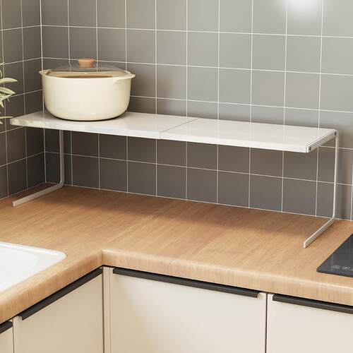 可伸缩厨房台面置桌IKP物架伸延隔板上柜子分层架锅放架收纳架