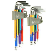 福冈彩色护套水雾球头内六方组套特长9pcs内六角扳手套装 3302B