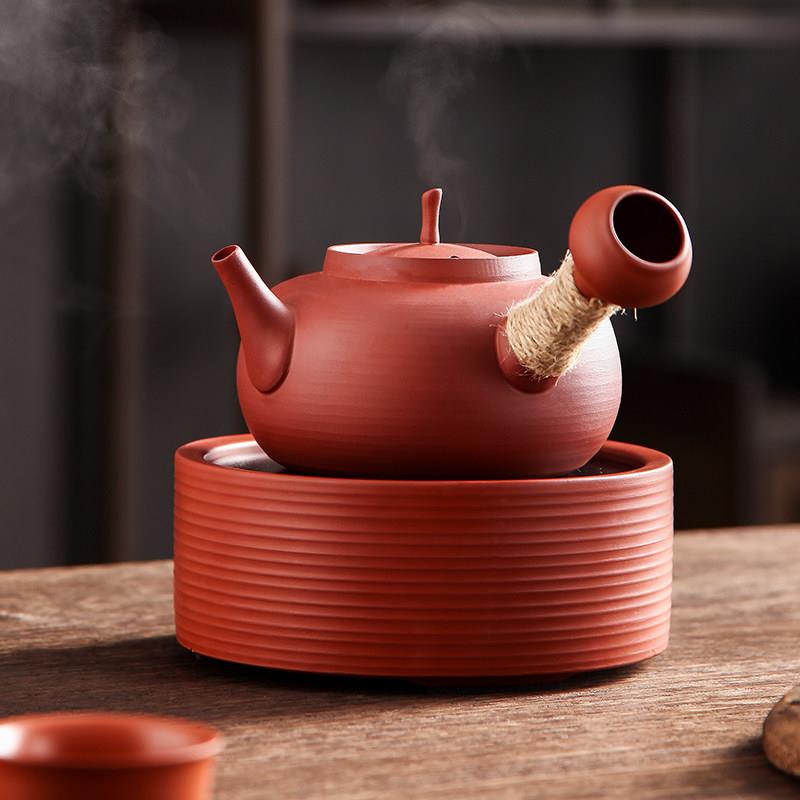 潮州手工薄胎红泥煮砂铫壶 迷你黑晶炉泡茶炉煮茶壶小型家用烧水