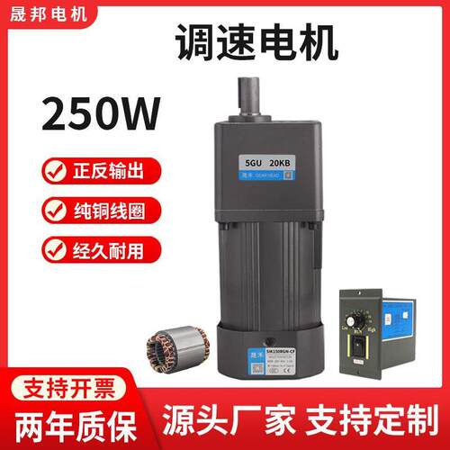 可调速电机250W交流220V相6I250RGU-CF小型正反变速速机马达