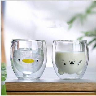 Double Cup Creative Bear Mug Glass Coffee Cute layer
