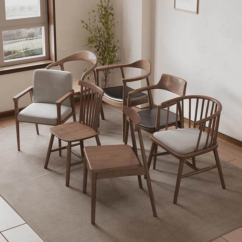 北欧风现代家用简约实木白椿木桶椅子电脑椅书桌靠背椅办公椅书椅