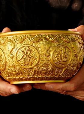 师推荐金蟾聚宝傅金蟾聚宝盆》带盖宝盆铜摆聚件桌面家用招财开业