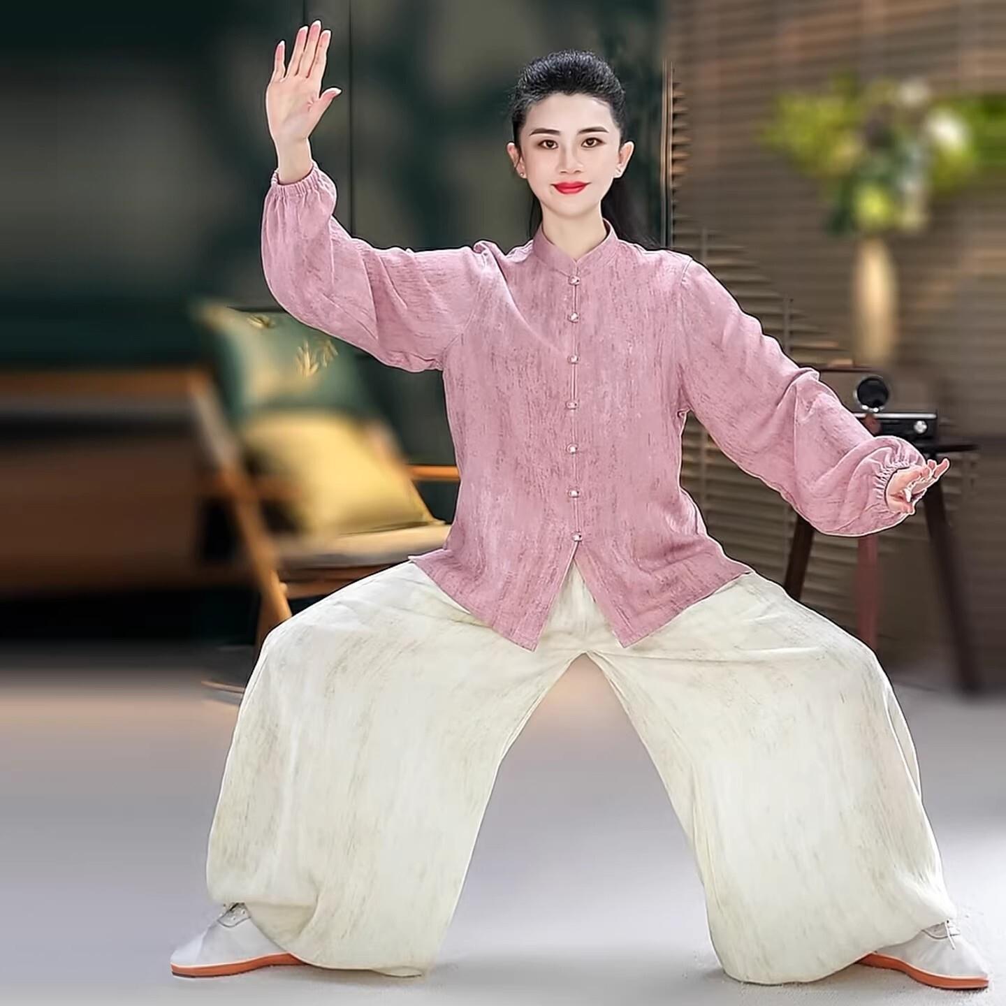 太极服2026年新款亚麻男女同款春夏武术八段锦练习服太极拳练功服
