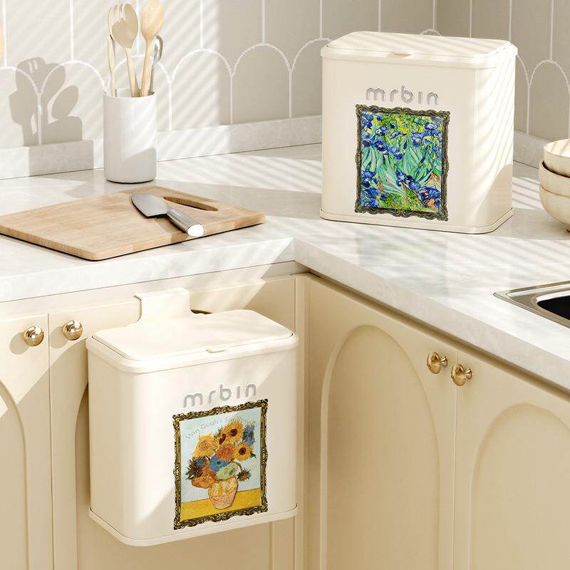 麦桶桶向日葵厨房壁挂式垃圾桶带盖小号高颜值卫生间卫生桶收纳桶