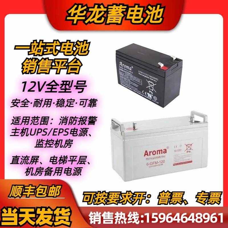AROMA华龙铅酸蓄电池6-FM-12V7A17A24A38A65A100A120A200A 机房