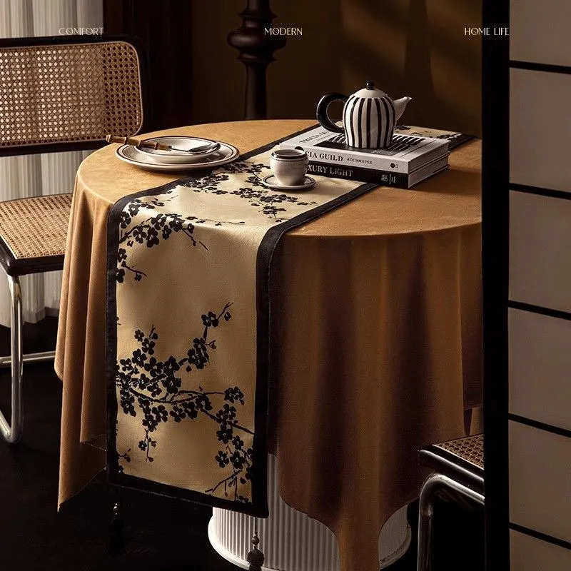 复古中式梅花桌旗轻奢高端流苏吊坠餐桌布电视柜餐边柜盖布茶几