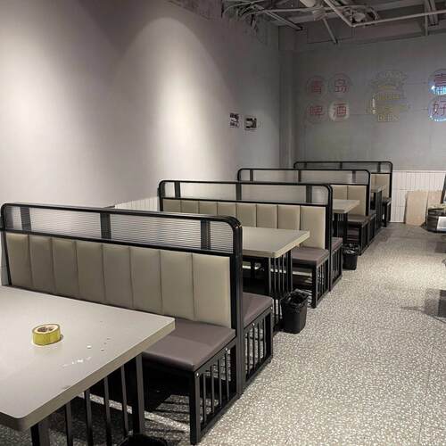 商用轻奢桌椅铁艺主题餐饮西餐厅烧烤火锅饭店咖啡厅靠墙卡座沙发