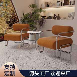单人沙发椅极简轻奢客厅阳台懒人休闲椅躺椅中古风复古设计师椅子