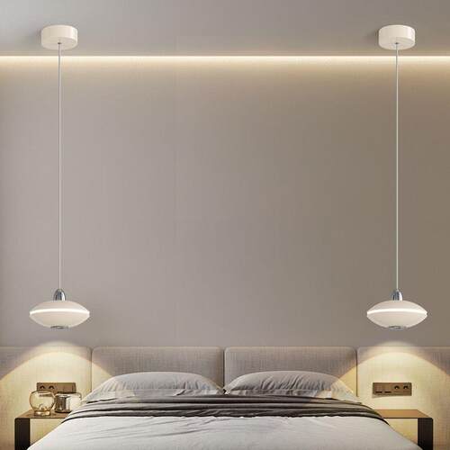 奶油风卧室头21863床吊灯现简约计师代新款创意自由调节房间长线