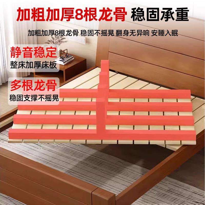 全实木床1米5双人床1米8储物家用经济型简约加厚1.2m出租房单人床图片