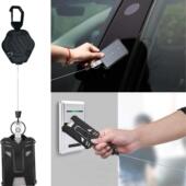 跨境户外登山易拉扣重型机甲钢丝绳黑色易拉扣PC卡套胸牌证件扣