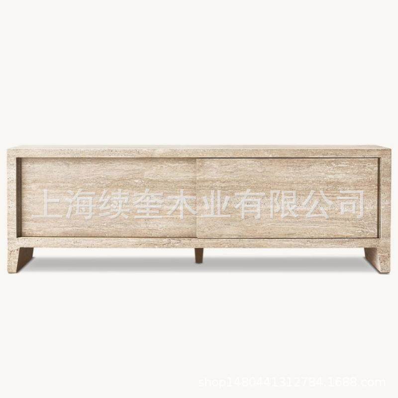 RH美式洞石储物电视柜别墅民宿客厅家具亚马逊外贸出口供应商