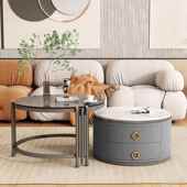 现代低玻璃岩约板茶几大小组合客厅家用RGC 16轻简小户型可奢伸缩