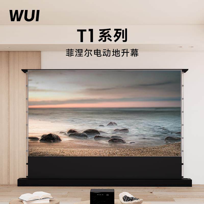 微斯WUI电动菲涅尔T1系列地升菲涅尔幕布移动家用抗光幕布智能遥控拉线 线升降幕布