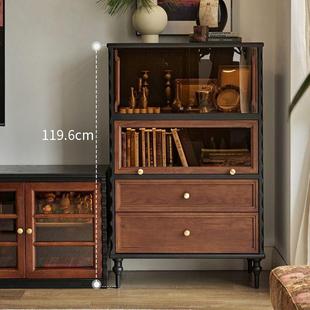 展古实木客厅电视柜边柜书柜中酒柜示柜465法式 沙发列边柜陈柜