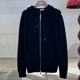 [未使用]Dior迪奥黑色拉链连帽羊毛外套xs码胸围90衣长68