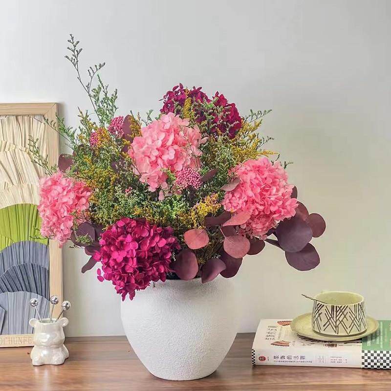 特级永生花花束绣球花尤加利叶真花干 干燥花高级感客厅装饰摆件