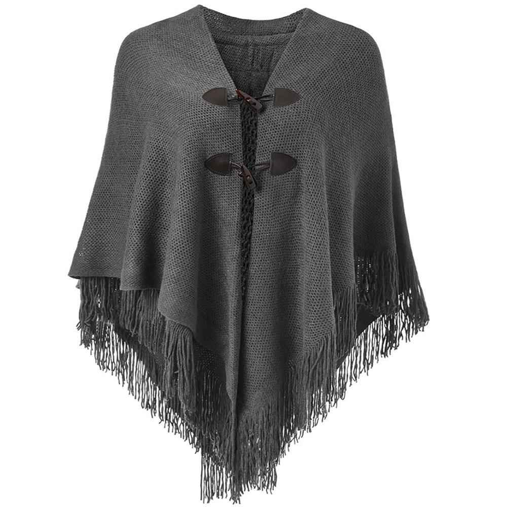 thick warm shawl cape tassel layer double irregular color