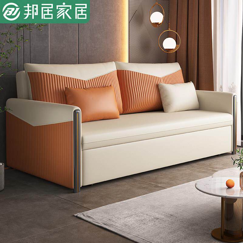 轻奢科技布沙发床两用多功能可折叠小户型客厅梳化床储物收纳实木