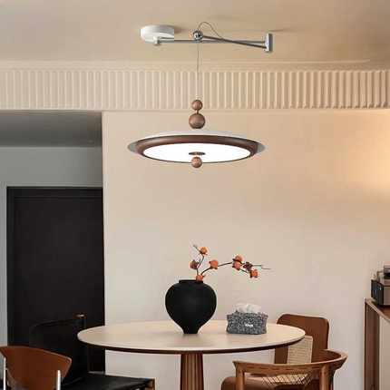 中古风餐厅吊灯法式复古铁艺书房餐桌灯具创意圆球胡桃色LED吊灯