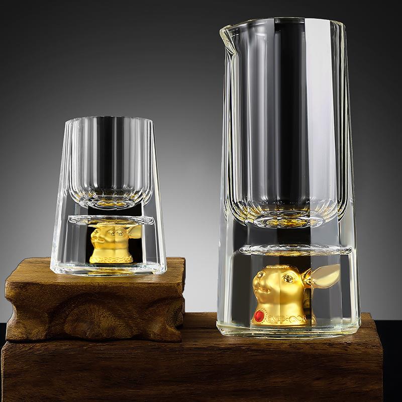 十二生肖水晶玻璃烈酒杯分酒器12只小酒杯家用聚会一口杯简约酒具