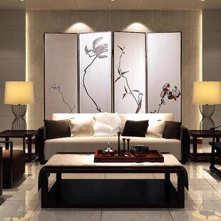 可移动中式 手绘屏风断饰双面5501国梅兰竹 折叠画手隔绘客厅卧室装