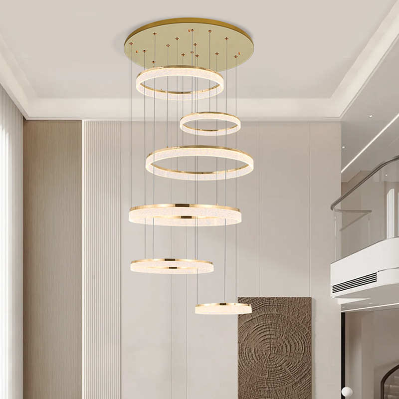 客厅吊灯现代简约圆环led大厅灯设计师创意样板房卧室餐厅灯轻奢