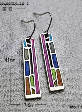 Ancient Vintage Earrings Silver Color Carved Pattern Handmad