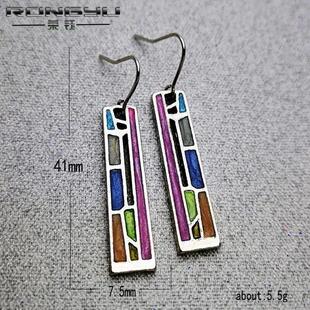 Silver Earrings Vintage Handmad Carved Pattern Color Ancient