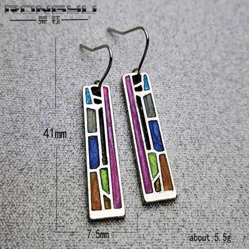 Ancient Vintage Earrings Silver Color Carved Pattern Handmad