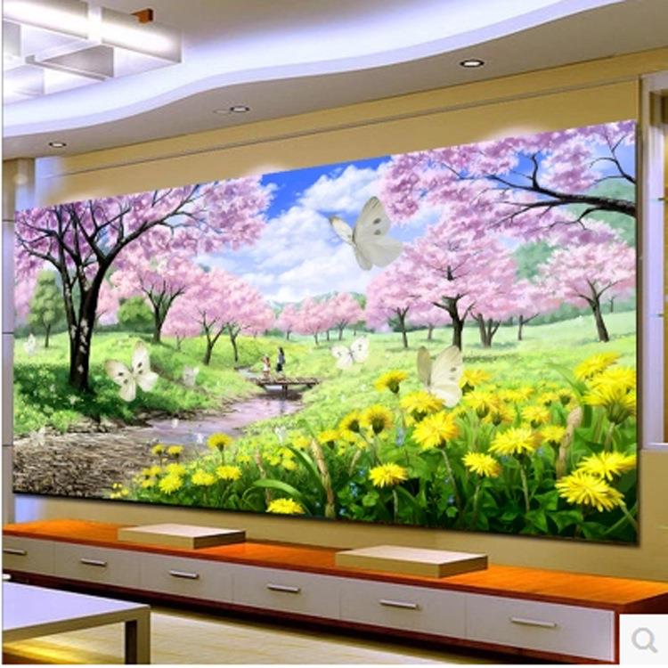 花开富十字绣馨田园园新款客厅田温风景山水画贵2米FJ0727.0满绣