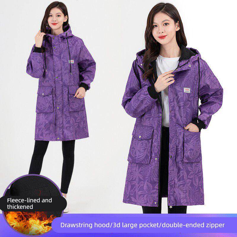 加绒罩衣女新款加厚冬季定制秋冬防水工作服男大褂有袖套冬天迷彩