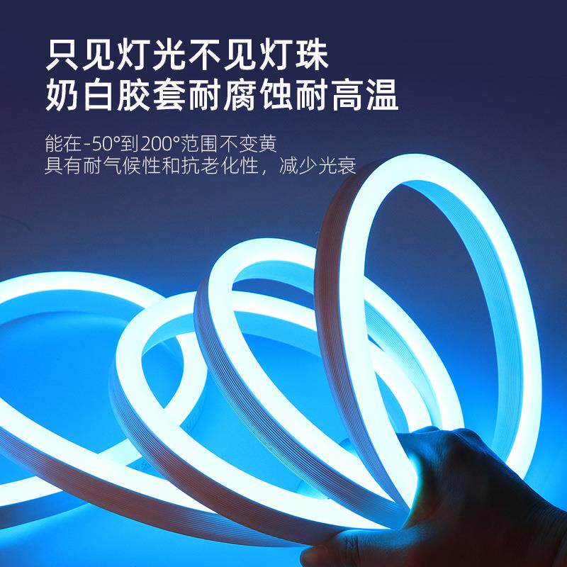 led灯条超亮七彩渐变招牌户外防水220V彩色霓虹柔性RGB氛围灯带