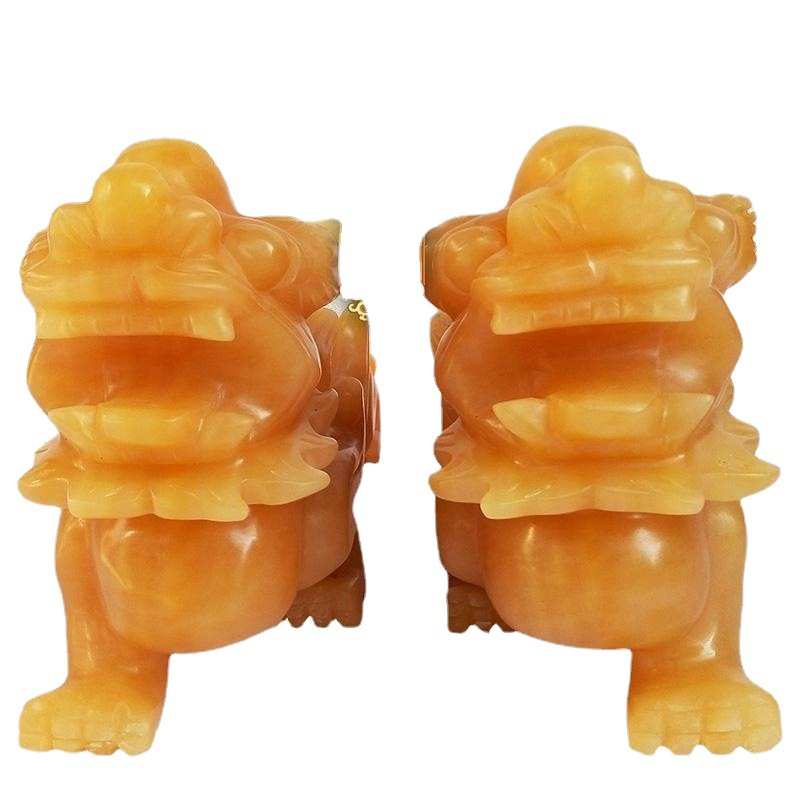 天然一对黄玉玉雕玉石貔貅玄关客厅玉雕工艺品高档玉器装饰品摆件