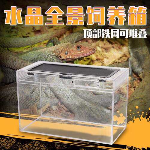 亚力克水晶爬虫箱爬宠缸饲养盒高透明角蛙睫角蜥蜴乌龟仓鼠造景缸