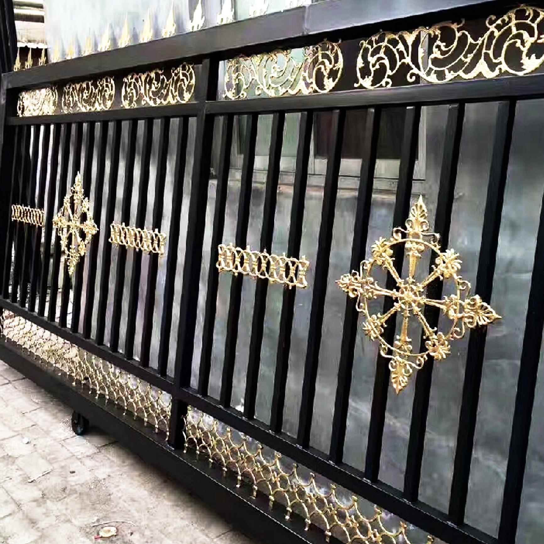 铸铁艺装饰配件焊接室外大门围墙护栏米字门心花栅栏农村街门配件