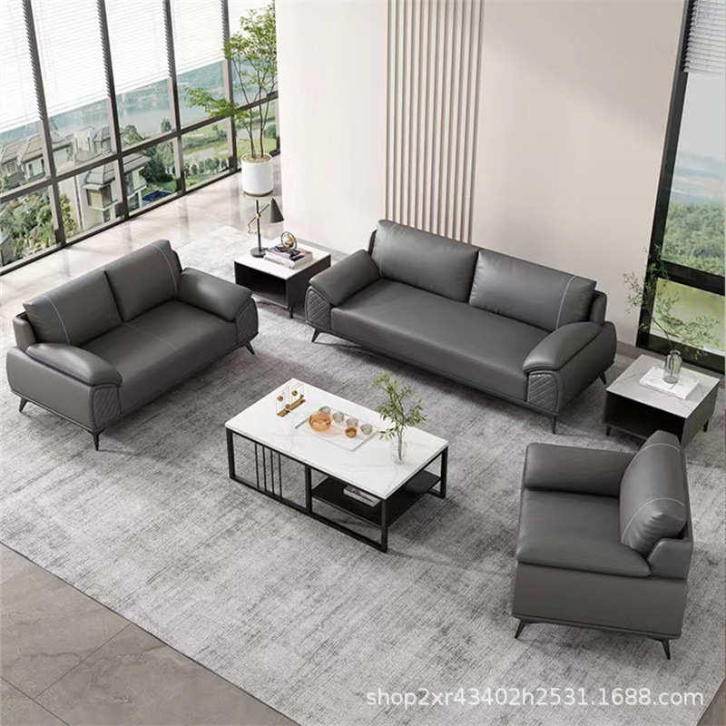 厂家直销商务沙发现代简约茶几组合单人位老板休息接待室三人位皮